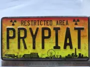 Warning sign - Chernobyl Nuclear Power Plant Pripyat, radioactivity, restricted