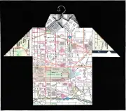Origami Map Shirt Washington DC, US Capitol, National Mall, Smithsonian Inst.