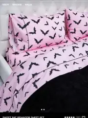 Queen size Sweet Bat Behaviour Sheet Set 100% Cotton