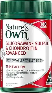 Nature's Own Glucosamine Sulfate And Chondroitin Advanced Tablets 180 - Contains Zinc and Vitamin C - Supports Collagen Formation - Helps Maintain Joint Flexibility Associated with Mild Osteoarthritis