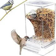 No Mess Automatic Bird Feeder, Acrylic Transparent Seed Food Container Dispenser Cage Accessories, Anti Spill Bird Food Container & Drinker Cage for Small and Medium Parakeets Lovebirds