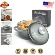 Versatile 1.7 Qt Cast Iron Dutch Oven in Gradient Gray with Lid - Hand Wash Only