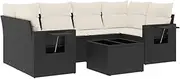 vidaxl - Garden Sofa Set Modular 7-Piece Outdoor sectional Seating - Black Poly Rattan with Cushions, Weather-Resistant and Flexible Design for Patio, Terrace, and Garden use with Storage and fold...