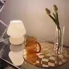 USB Mushroom Table Light Dimmable Mushroom Bedside Lamp Vintage Style Striped Ni