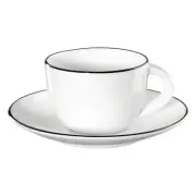 ASA Ligne Noire Espresso Cup with Saucer Black Lines Bone China White 70 ml