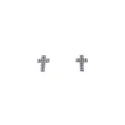 Bevilles Cross Stud Earrings with Cubic Zirconia in Sterling Silver