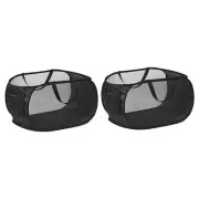 Mesh Laundry Hamper, 2 Pack Collapsible Laundry Baskets Laundry Bag, Black