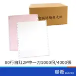 80行 白紅 2P 中一刀 1000份 2000張 連續報表紙