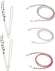[ANDRESLAD] 5pcs Glasses Cord Lanyard Eyeglass Strap Holder Sunglass Chain Eyeglass Hanging Chains Earring Retainers Beaded Glasses Chain Sunglasses for over Glasses for Women Brackets Alloy