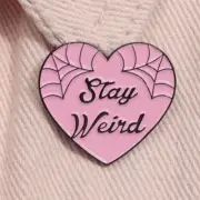 NWT, Heart Shape 'Stay Weird' Enamel Pin