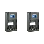 2x Jupio 4-Slot Octo Fast Battery Charger w/ LCD Screen For AA & AAA Batteries