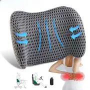 Lumbar Support Pillow Memory Foam Adjustable Strap Relief Back Car Office Chair