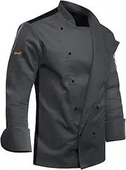 strongAnt Kochjacke Herren Langarm easyMove mit Stretch Rücken INKL. Kugelknöpfe/Druckknöpfe Slim Fit