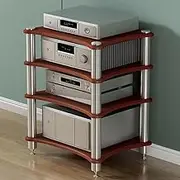 MegLob AV Media Stand, Heavy Duty Stereo Audio Rack Stand, Floorstanding Game Console Shelf, Stereo Rack Game Console Server Rack, Professional Gaming Console Shelves Cabinet,Walnut 48 * 60 * 85cm