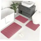 Bath Mat Bathroom Rug Set 3 Piece,Memory Foam Bath Rugs for Pink
