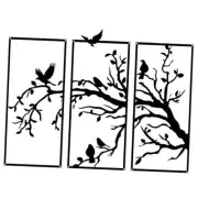 Bird Art Wall Decor Tree Wall Decor - 3 Piece Metal Wall Art as Metal Black