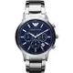 Emporio Armani Classic 王者時尚家三眼計時腕錶-藍x銀/43mm AR2448