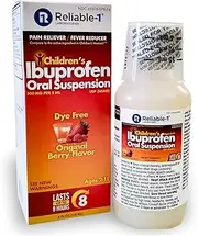 Reliable-1 Laboratories Children's Ibuprofen, Ages 2-11 (Berry Flavor) 100mg Per 5ml Pain Reliever & Fever Reducer
