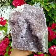 Amethyst druzy Large rough natural crystal healing gemstone cut base specimen #2