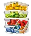 Prep Naturals 5 Glass Meal Prep Containers with leakproof Lids. New.