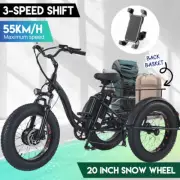 Electric Tricycle Adult E-Bike 3 Wheels 1500W Peak Power 48V Lithiumion Battery
