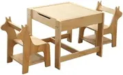 BTM Children's Table and Chair Set, Block Table and Chair Set, Children's Table and Chair Set, Includes Storage, Multifunctional, Play, Education, Study, Drawing, Block Play, Gift