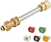 Raincovo Replacement for Pressure Washer Gun Adapter Ryobi, Portland, Greenworks, Husky, Replacement Wand with 5 Nozzle Tips, 1/4 Inch Quick Connector, Silver