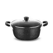 NNEOBA Maifan Stone Non-Stick Soup Pot with Lid Dual-Handle Cookware Black