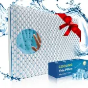 Cooling Gel Flat Pillow for Stomach and Back Sleepers, Ultra Thin Pillow for ...