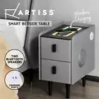 Artiss Smart Bedside Table 2 Drawers with Wireless Charging LED Lights Grey
