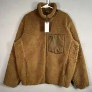 NWT! Uniqlo Windproof Outer Fleece Jacket Adult Large Brown Full Zip Mens