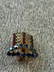 ncle Sam Top Hat Pin Brooch Red White Blue Rhinestones Vintage Pin Brooch P-218