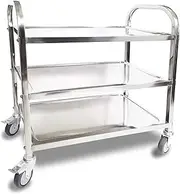 ITINA 3 Tier Stainless Steel Utility Cart with Locking Wheels L29.5X W16x H33inch 330Lbs Total Load Capacity Kitchen Island Trolley Catering Storage Cart for Kitchen Restaurant Hotel Cafe Home
