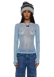 [Current Mood] See Thru Me Fishnet Top - Baby Blue