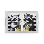 Whimsical Raccoon Acrylic Serving Tray, Kitchen Decor, Entertaining Gift, Summer