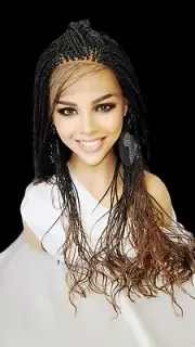 Braided wigs, Full Frontal Closure handmade, long braids Color Ombre, ALINA, NWT
