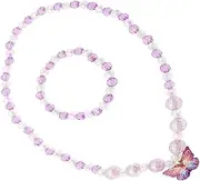 [Ipetboom] 1Set Butterfly Pendant Necklace and Bracelet for Jewelry for Dress Up and Pretend Play Charming Bead Accessories for Years