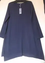 $268 BNWT Eileen Fisher Italian Merino Jersey MIDNIGHT Layering Dress 1X 2X 3X