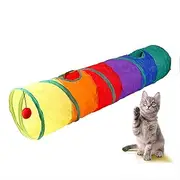 Cat Tunnel Collapsible Kitten Toys 1 Pack, Cat Kitten Tunnel Tube Toy for Outdoor Indoor Supplies (Rainbow