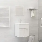Bathroom Furniture Set High Gloss White Chipboard