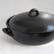 IH Nabe Pot (Ceramic Coated Interior) Size 9: Black, for Direct Fla From Japan