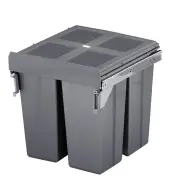 Valet 90L Twin Slide Out Concealed Waste Bin - for a 600mm Cabinet - Side Mounted - Includes Integrated Door Bracket