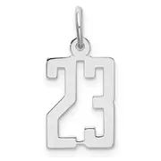 Sterling Silver Silver/Rhodium-Plated Elongated Number 23 Charm