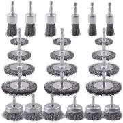 24 PCS Wire Wheel Brush for Drill , Carbon Steel Drill Wire Brush Set with 1/4-I