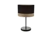 Tambura Table Lamp Mediumn Black Cloth Round with Blonde Wood