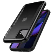 ZUSLAB iPhone 11 Case Iron Shield Military Grade with Aluminum Frame & Shockproof Transparent Back Cover for Apple - Black