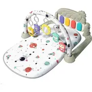 Baby Gym Play Mat for Children 0-18 Months - Colorful High Contrast Activity Mat with Music, Soft Texture (Space Party Grey)