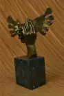 Bronze Sculpture depicting two Hand Mask by Dali Art Deco Modern sculpture Deal