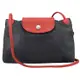 LONGCHAMP Le Pliage Cuir 1061 小羊皮斜背包.深藍/紅