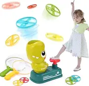 KaeKid Indoor Outdoor Toys for 3+ Year Old Kids - Dino Flying Discs Launcher Toy with 2 Catch Nets, Birthday Fun Gifts Toys for 3 4 5 6 Year Old Girl Boys